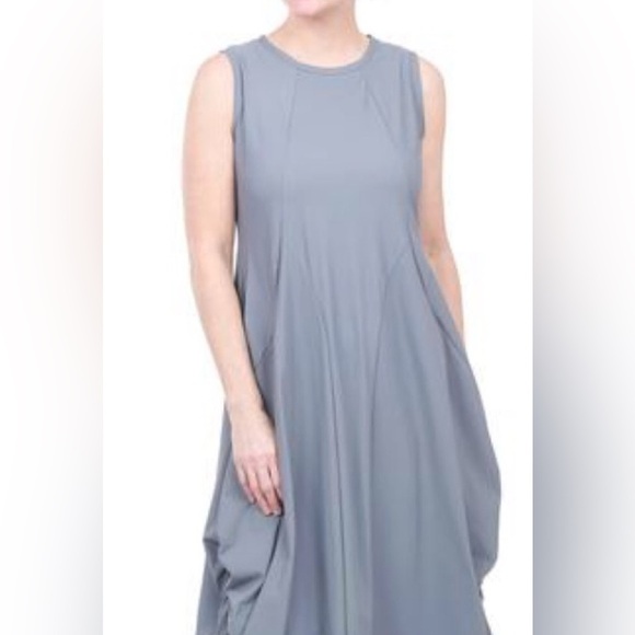 Jason by Comfy USA Draped Midi Sleeveless Lagenlook Dress Grey size Medium - Picture 1 of 6